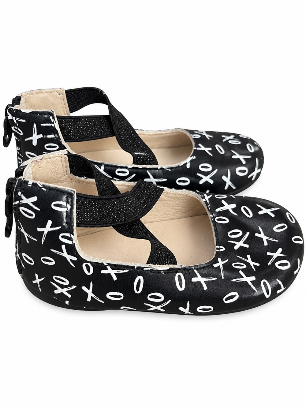 Monkey Feet Girls Black XO Mary Jane Flats with Cross-Strap